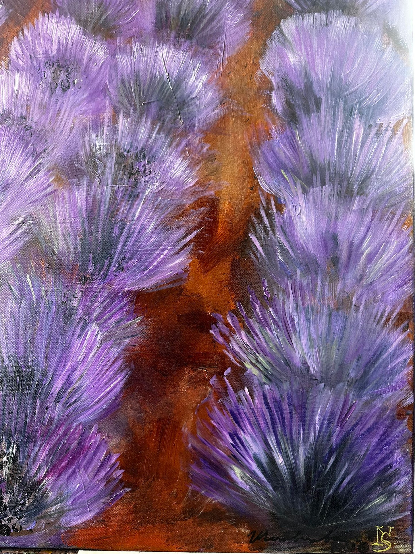 "Champ de lavande" 100x100 cm, huile sur toile