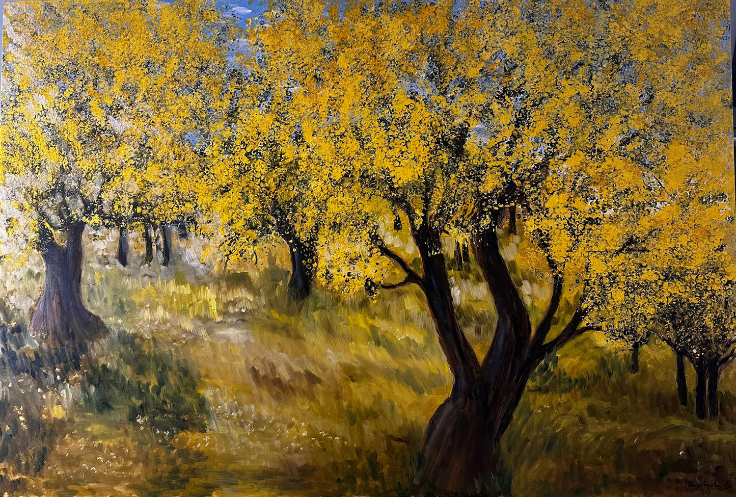 "Les Mimosas" 90x130, canvas, oil, acrylic